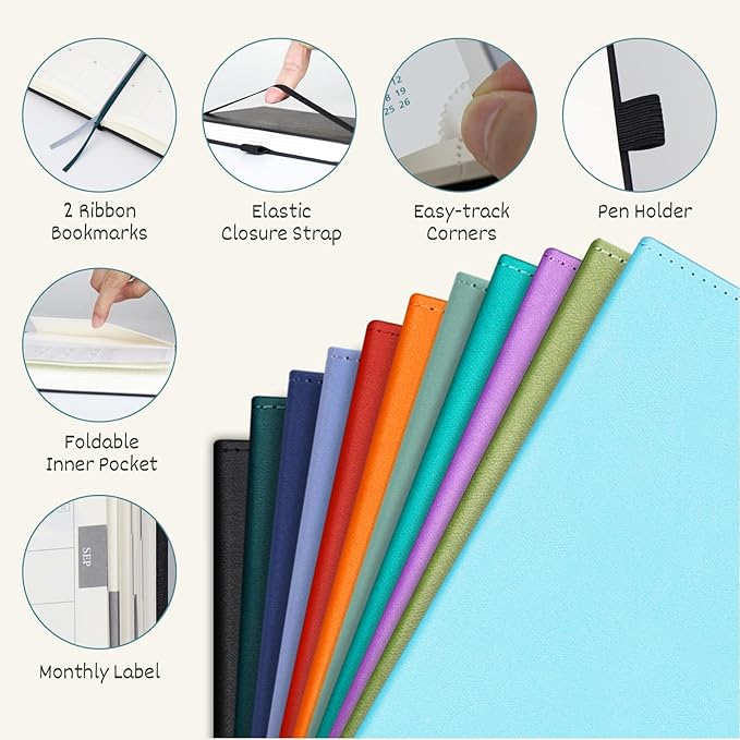 BEZEND Pocket Planner 2025-2026 Weekly and Monthly, 3.5" x 6" Academic Planner (Jul 25-Dec 26) 18-Month Mid-Year Calendar Book, Storage Pocket, Pen Holder, PU Leather Hardcover - Turquoise