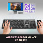 Adesso Wireless Scissor Switch Keyboard and Mouse Combo with Copilot AI Hotkey - Multi-OS Compatible for Mac, Quiet Switches, USB-A 2.4GHz Dongle