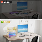 Marbrasse Paper Organizer Letter Tray, 5 Tier Mesh File Organizer with Handle, Paper Sorter Desk Organizer for Home Office Supplies - Gold