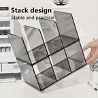 Acrylic Desk File Organizer,Office desktop Folder Mail Organizer,Letter Book record Magazine Holder (gray 2 Pack)