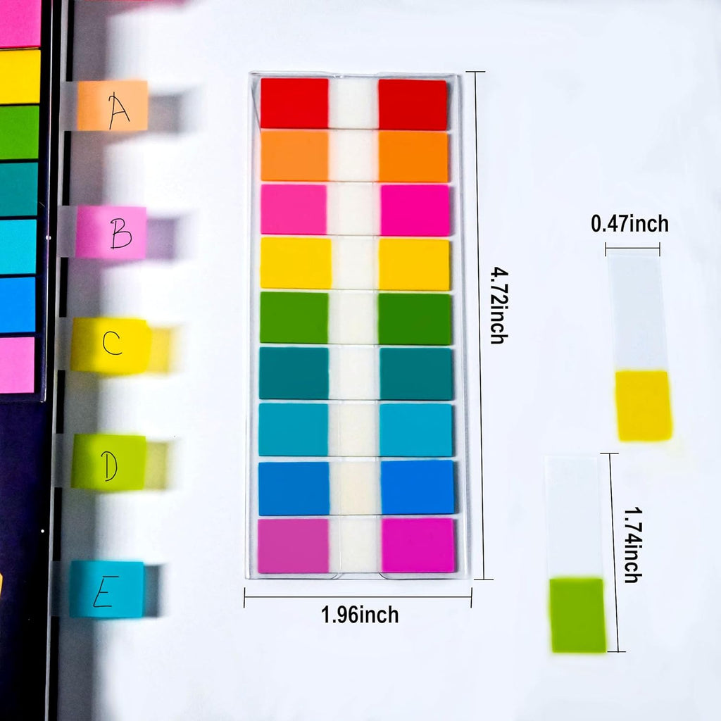 Ericter 1080 Pcs Sticky Tabs for Books, 9 Color Repositionable Annotation Page Tabs, Writable Index Flags for Notebooks, Organizing Study Office Supplies