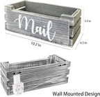 Mail Organizer Mail Holder Countertop, Wood Mail Basket for Wall Table Desk, Envelope Bill Holder for Home Office Decor (Grey)