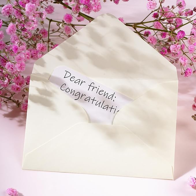 jiebor 100 Sets Small Envelopes with Small Blank Gift Business Card Wedding Invitation Pocket Envelopes for Graduations Wedding Shower Holiday 4.37 x 2.91 Inch Ivory