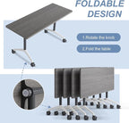 Folding Conference Table, Mobile Training Table for Office Conference, Modern Modular Rectangular Work Desk Meeting Seminar Work Tables with Caster Wheels, Large Breakroom Tables (10Pack L63in)