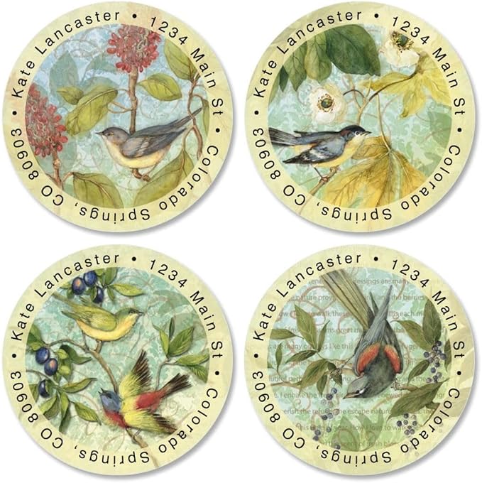 Colorful Images Botanical Brights Return Address Mailing Labels, Personalize with Name & Addresses, Set of 144 Self Adhesive, Easy Peel Flat Label Sheets, 1-½" Across, 4 Designs