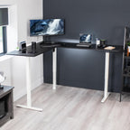 VIVO Electric Corner L-Shaped 75 x 63 in Standing Desk, Memory Height Adjustment, Black Top White Frame, DESK-E3CTWB-75