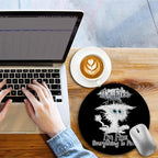 Cat Mouse Pad, Funny Black Small Round Mouse Pads for Desk, Mini Travel Mousepad for Work Wireless Computer Laptop, Office Desk Accessories, 8.6 x 8.6 inch