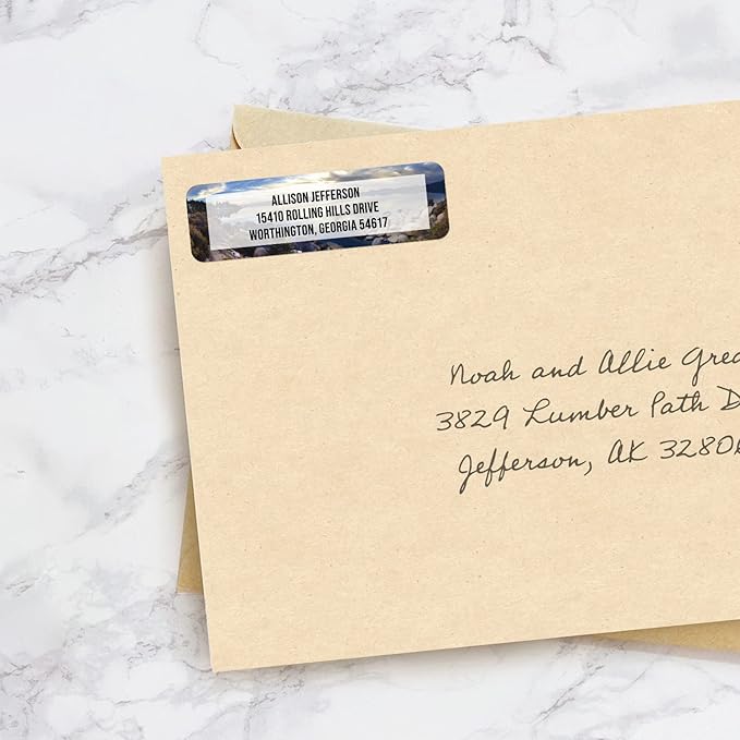 Breathtaking Landscape Rolled Address Labels / 250 Personalized Return Address Labels/Designer Address Stickers in Elegant Plastic Dispenser