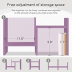 Jerry & Maggie Desktop Organizer Office Storage Rack Adjustable Wood Display Shelf Free Style Double H, Multi-Functional Mini Bookshelf for Desk Natural Stand (Violet)