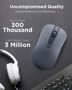 Lenovo Bluetooth Silent Mouse (WL300) - 5 Button Computer Mouse with Silent Left & Right Click – Sculpted Grip, Microsoft Swift Pair, Up to 1600 DPI (Grey)