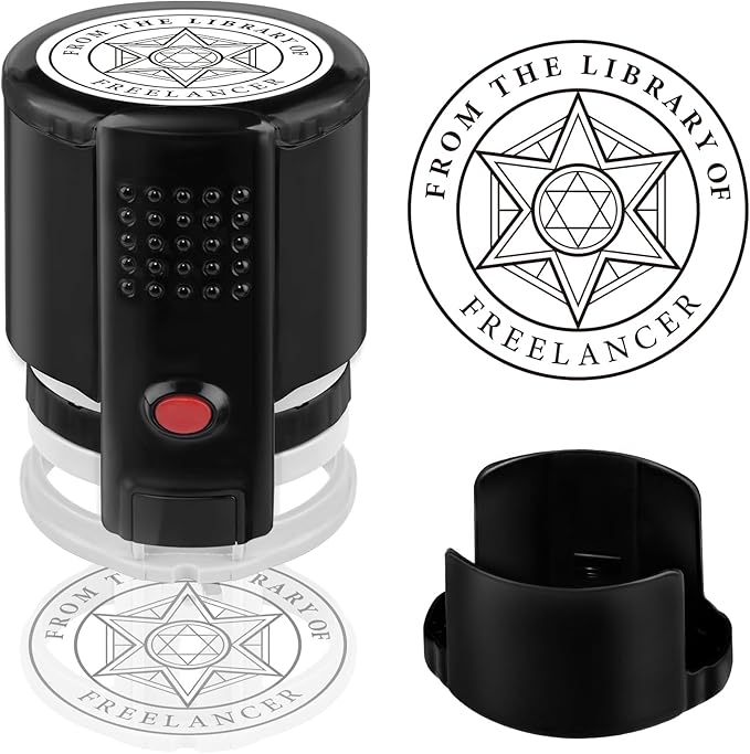 Custom Ink Stamp | Personalized Self Inking Stamp Gifts for Book Lovers, Readers, Teachers | 5 Ink Colors (Star-04)