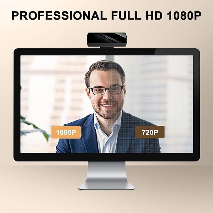 Webcam,Webcams for PC, Full HD 1080P Video Calling, HD Light Correction, Works with Skype, Zoom, FaceTime, Hangouts, PC/Mac/Laptop/MacBook/Tablet
