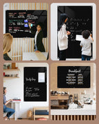 Magnetic Glass Whiteboard，72"x48" Wall Mounted Frameless Dry Erase Board for Office, Home & School Black