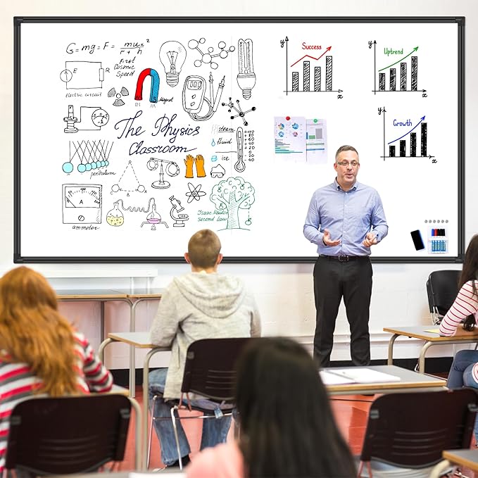 H-Qprobd 96"x48" White Board for Wall Commercial-Grade Large Magnetic Dry Erase Board with with All Kits, 4'x8' Presentation Whiteboard for Office, Gov't, Classroom & Conference Rooms, Home
