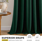 MIULEE Hunter Green Blackout Curtains for Bedroom Living Room 90 Inches Long 2 Panels, Thermal Insulated Room Darkening Drapes Solid Grommet Top Noise Reduction Emerald Green Curtains 40x90 Inch