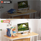 Marbrasse Desk Organizer with File Holder, 5-Tier Desk Organizers and Accessories with Drawer and 2 Pen Holder, Mesh Paper Letter Tray, Desktop Organizer and Storage for Office Supplies (Rose Gold)