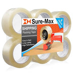 Sure-Max Premium Carton Packing Tape 1.8 mil 330 Feet (110 Yards) - Clear - 6 Rolls