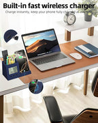 3-in-1 Wireless Charger with Pen Holder, Desk Clocks with Temperature and Humidity, Compatible with iPhone 16/15/14/13/12/11/8Series, Pencil Holder for Desk Home Office, Men Gift Idea Gadget, Blue