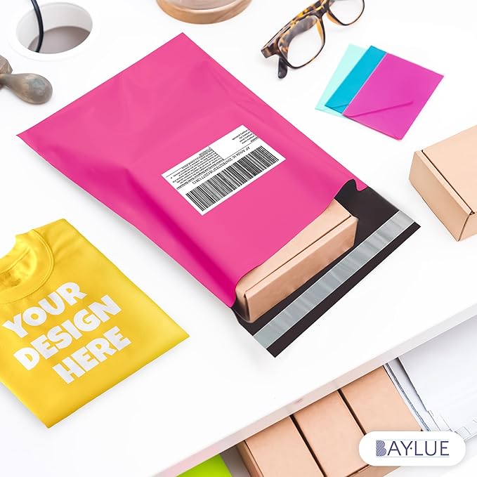 Hot pink Large Poly Mailers 19x24 Inch | Strong Adhesive Self-Seal Mailer Bags | Tear, Tamper, Water Resistant Shipping Envelopes Thick Strong polymailer Bags XL Clothing Shipping Bags | 100 Pcs Bulk