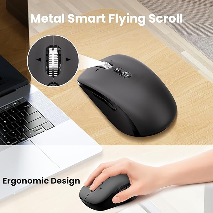 Wireless Bluetooth Keyboard and Mouse Combo (USB + Dual BT), Multi-Device Slim Keyboard and Mouse Set Compatible for Windows, Mac,PC Laptop iPad Tablet - QWERTY