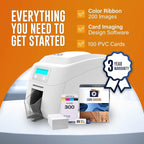 Magicard 300 Dual Sided ID Card Printer & Supplies Bundle Badge Maker Machine (3300-0021)