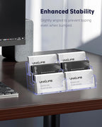 Uniclife 2 Pack Acrylic Business Card Holder for Desk 3 Tiers 6 Slots Clear Business Card Display Stand for Men & Women Desktop Business Card Organizer Card Stand for Office Home, 360 Card Capacity