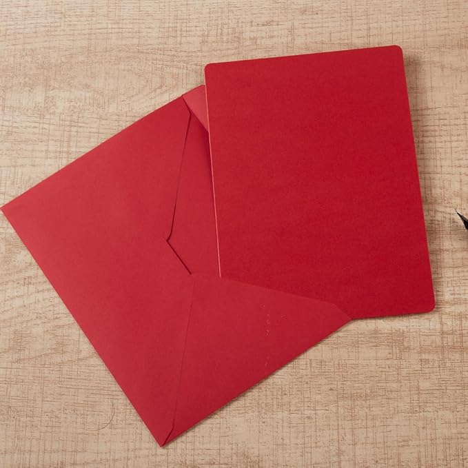 A7 Christmas Envelopes and Blank Cards 24 Pieces A7 Envelopes and 24 Pieces 5x7 Colorful Flat Cards for Weddings, Invitations, Birthday, Baby Shower (Christmas Green/Red)