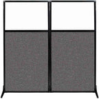 Versare Workstation Partition | Portable Wall Divider | Modern Office Cubicle | Free Standing Privacy Screen | Flexible Work Space | 66" x 70" W/Window, Charcoal Gray Fabric Panels