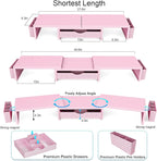 gianotter Dual Monitor Stand Riser, Desk Organizer With Drawer and 2 Pen Holders,Desk Organizers and Accessories, Pink Office Supplies (Pink)