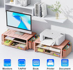 gianotter Desk Organizers and Accessories, Monitor Stand with Drawer and 2 Pen Holder, Desktop Organizer Suitable for Offices and Dormitories (Rose Gold)