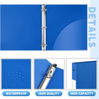 Henoyso 8 Pcs 3 Ring Binder 1/2'' Round Fits Letter Size 8. 5'' x 11'' Paper Plastic Flexible Binder Holds 100 Sheets with 1 Pockets Versatile Organizer for Office Home School (Blue)