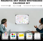 EAONE 16x12 in Double Side Whiteboard Calendar & Cork Board Combo for Wall, 3 in 1 Magnetic Dry Erase Whiteboard Monthly Calendar and Bulletin Board with Aluminum Frame for Home Office Kitchen