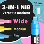 Window Chalk Markers for Glass Washable, 20 Colors Jumbo Liquid Chalk Marker with 10mm 3 in 1 Nib Thick Wide Tips, Big Chalkboard Markers, Car Paint Pen for Auto, Bistro, Mirror, Poster, Blackboards