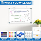 Magnetic White Board Dry Erase Board for Wall 24" x18 (2pcs) Aluminum Frame Magnet White Board for Home, School, Office, Kitchen