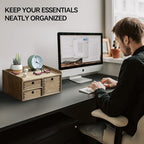 KIRIGEN Desk Organizer with 3 Drawers - Wood Drawer Storage Box with Trays for Tabletop - Workspace Office Toiletries Supplies Tool Caddy - Wooden Storage Cabinet1 Layer Dark Brown（DT1D3C-DBR）