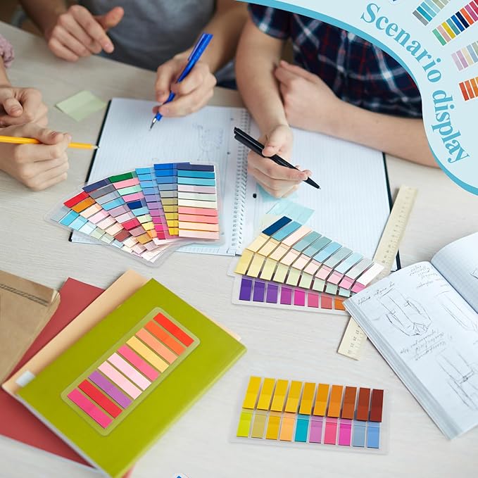 ReliThick 8000 Pcs annotation tabs Sticky Tabs for Books Transparent Sticky Notes Multi Colored Writable Page Markers Book Flags Strip for Annotating Reading Supplies Bookish Gift(Gradient Color)