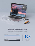 USB 3.0 Hub,4 Port USB Splitter Extender Portable Adapter Multiport Data Hub for Laptop,Xbox, Flash Drive,HDD,Console,Camera,Keyborad,Mouse Windows,Mac OS PC,Not Designed to Charge Devices-Orange