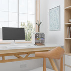 Desk Organizer Set, White & Clear Stackable Dustproof Storage Boxes for Desktop, Office, Bathroom, DIY Craft & Vertical Space Saving, Perfect for Makeup, Stationery Organization (5 Drawer)