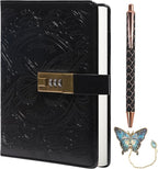 TIEFOSSI Diary with Lock for Women Girls, Lined Locked Journal, Butterfly Journal Notebook with Pen and Bookmark, A5 Refillable Locking Journals for Writing, 224 Numbered Pages