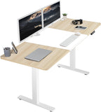 VIVO Electric 71 x 30 in Standing Desk, Memory Height Adjustment, 1B Series, White and Light Wood Top, White Frame, DESK-KIT-1W7WC