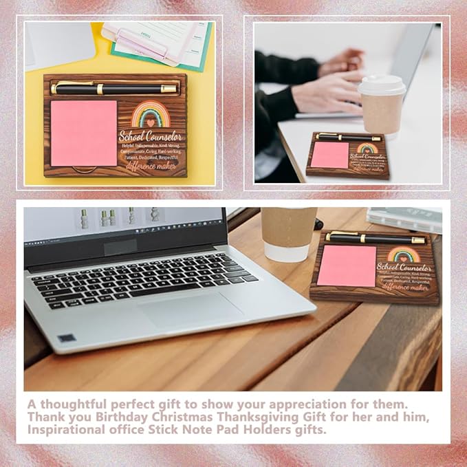 School Counselor Sticky Note Holder, Thank You School Counselor Gifts, School Counselor Appreciation Gifts, School Counselor Office Decor Self-Stick Note Pad Holders YB367