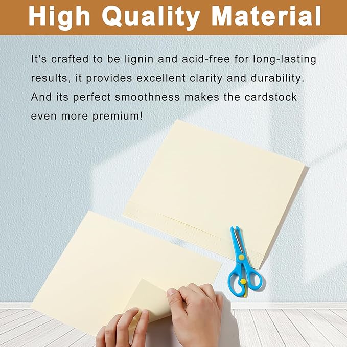 100 Sheets Cream Cardstock 8.5 x 11 Ivory Paper, 200gsm/75lb Off White Paper Card Stock for DIY Cards Making, Greeting Card, Business Cards, School Crafting, Menus, Certificates