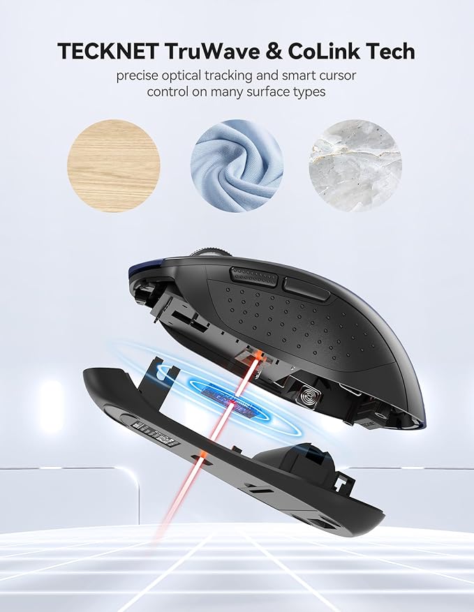 TECKNET Wireless Mouse for Laptop, 2.4G Wireless, 5-Level 4800 DPI, Silent with Receiver & 6 Buttons, 18 Months Battery Life, USB Portable for Mac, Chromebook