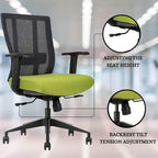 Ergonomic Office Chair - Breathable MESH - Back Adjustable Lumbar Support with 3-D ARMRESTS TILT Function and 360-DEGREE Swivel Wheels Comfortable Wide SEAT - Home Office Chair (Green) (Pack of 1)