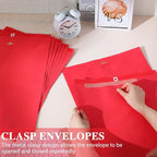 40 Pcs Extra Large Mailing Clasp Envelopes 14 x 18 Inch Jumbo Kraft Catalog Manila Envelope with Clasp Closure for Oversized Big Document Office Home Business School Storing Mailing(Red)