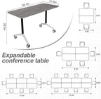 Folding Conference Table, Modern Large Conference Room Tables with Flip-Top Design, Foldable Conference Table Meeting Table with Wheels, Mobile Seminar Training Tables for Office Classroom (8, Oak)