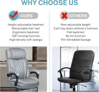 Executive Leather Office Chair, Big and Tall Desk Chair with Footrest Home Office Desk Chairs, Ergonomic Computer Desk Chair with Lumbar Support, Reclining Chair with Adjustable Angle