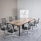 Bonzy Home Conference Tables 9ft Office Computer Desk for Meeting Room Study Writing Printer Podcast Table Save Space Design for 10 People Rustic Vintage Brown 4PCS 110.2"x47.2"x29.5",Brown