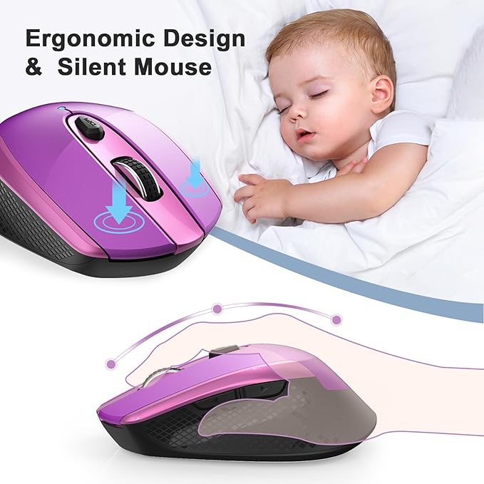 RaceGT USB C Wireless Mouse - 2.4G Cordless with 6 Buttons and 3 Adjustable DPI for MacBook Pro/Air, Laptop, Desktop, PC