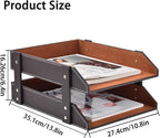 Leather Desk Organizer,2-Tier Stackable Letter Tray Holder,Office Supplies Desktop Storage Box for Document,Stationery,Magazines,Newspapers,Letters and Other Home Office Paper Sundries,Coffee